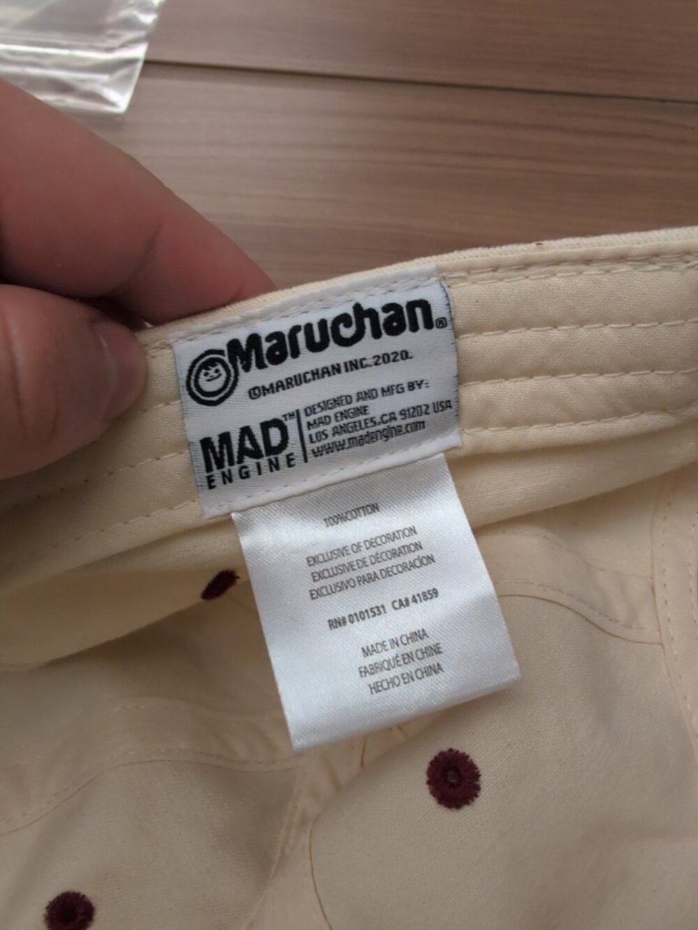 Maruchan Mad Engine - Ivory/Red Baseball Cap Hat StrapBack One Size - Picture 5 of 6